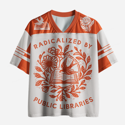 Pagewings Radicalized By Public Libraries Unisex Mesh Jersey