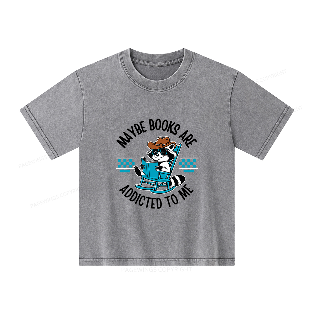 Pagewings Books Are Addicted To Me Unisex Kids Washed T-shirt