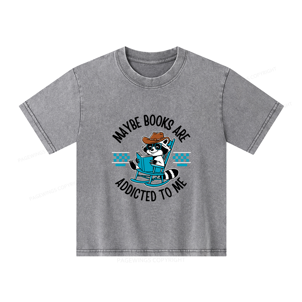 Pagewings Books Are Addicted To Me Unisex Kids Washed T-shirt