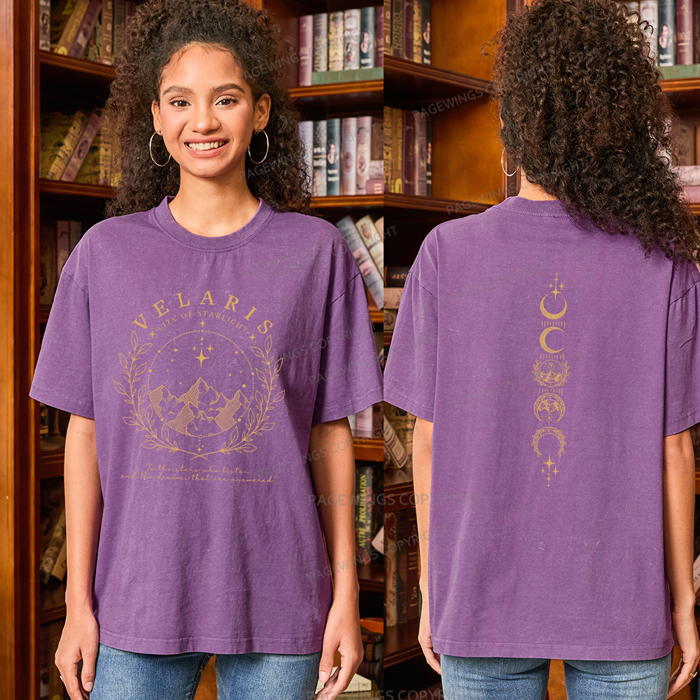 Pagewings Fantasy Romance Books Unisex Washed T-shirt