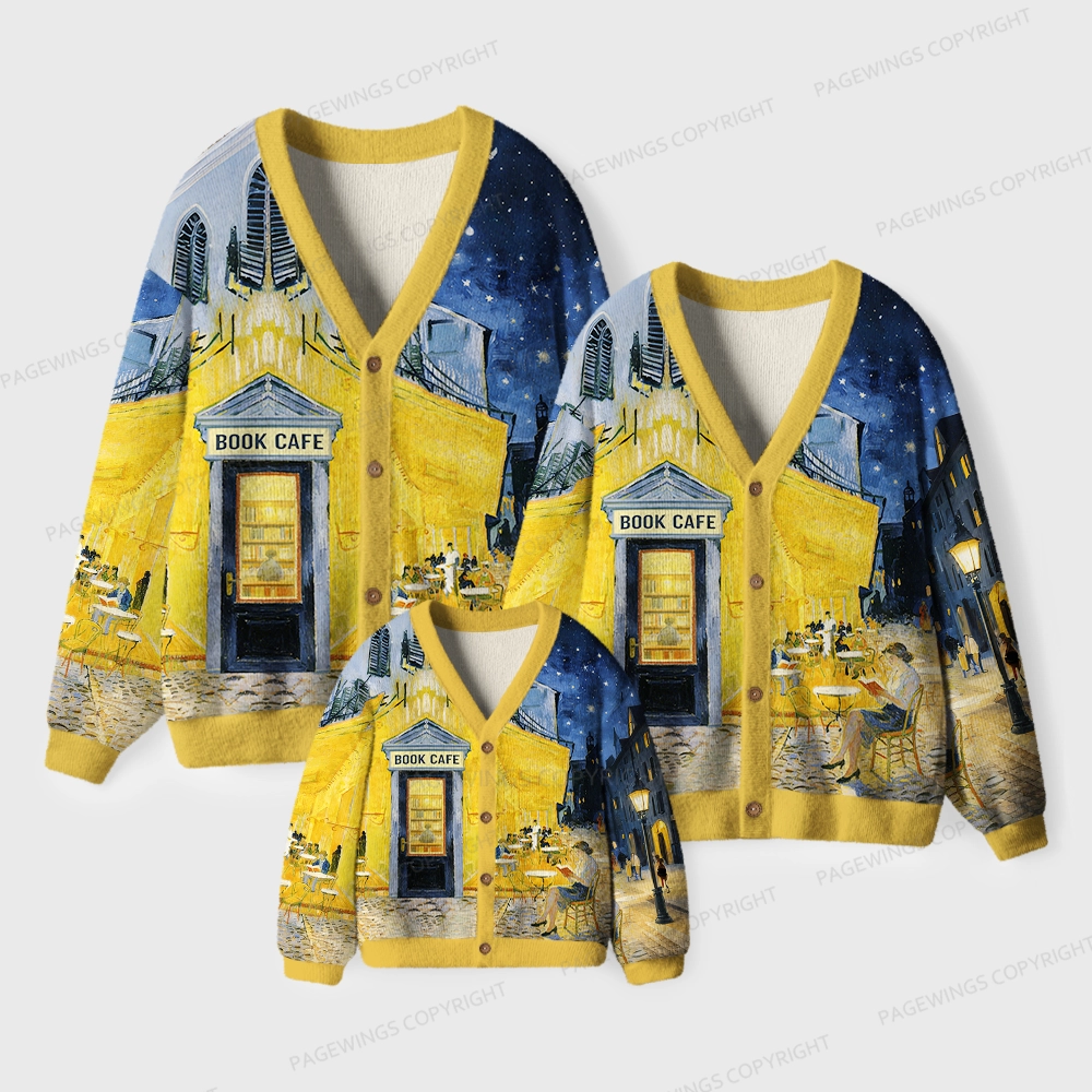Pagewings Book Cafe Unisex Ugly Cardigan Sweaters