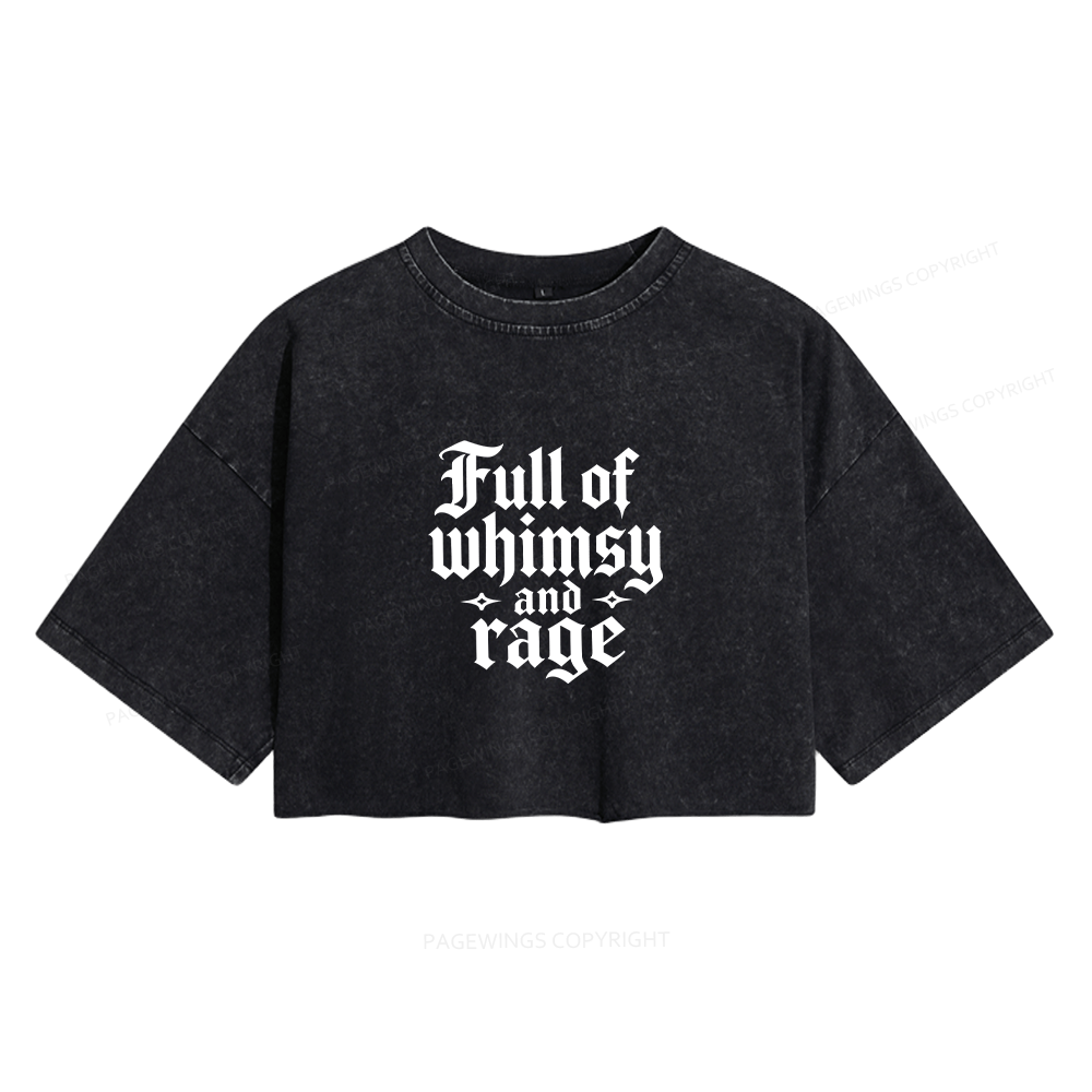 Pagewings Full of Whimsy and Rage Women's Washed Cropped T-shirt
