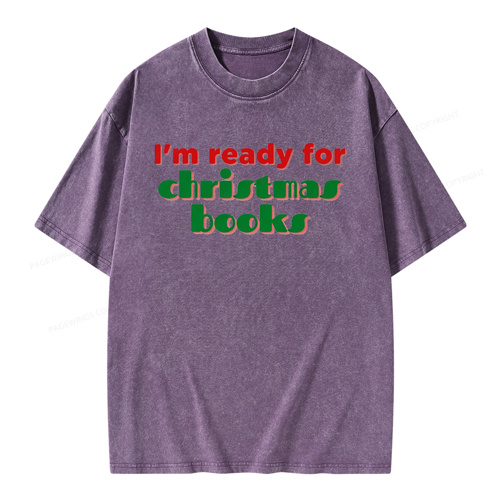Pagewings Ready for Christmas Books Unisex Washed T-shirt