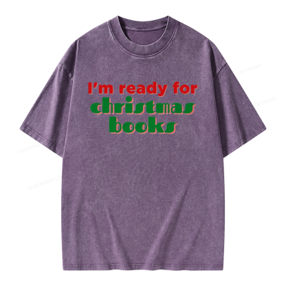 Pagewings Ready for Christmas Books Unisex Washed T-shirt