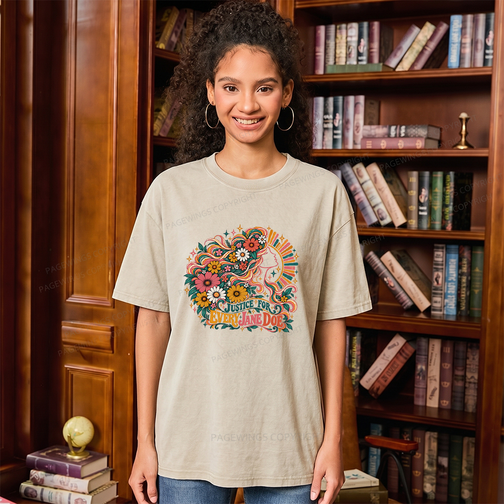 Pagewings Justice for Every Jane Doe Unisex Washed T-shirt