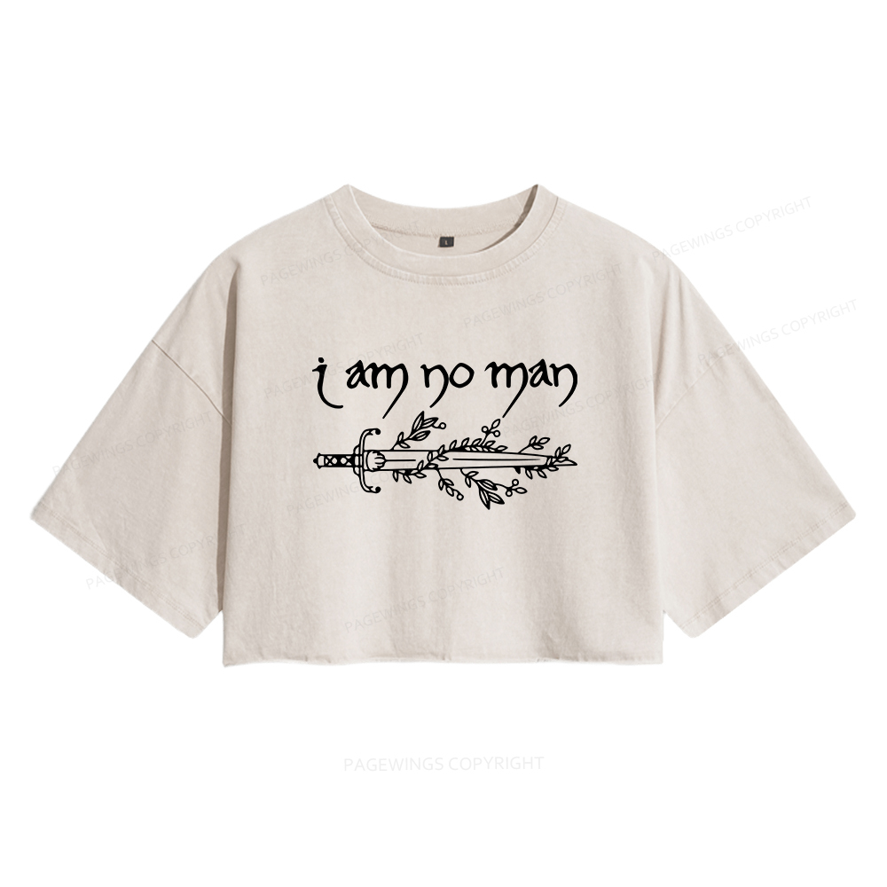 Pagewings I Am No Man Women's Washed Cropped T-shirt