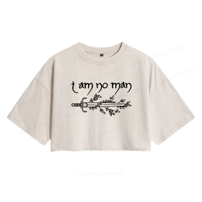 Pagewings I Am No Man Women's Washed Cropped T-shirt