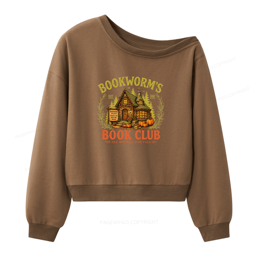Pagewings Bookworm's Book Club Women Off Shoulder Sweatshirt