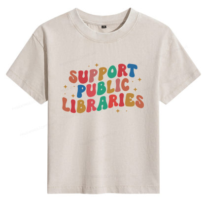 Pagewings Public Library Women's Washed T-shirt