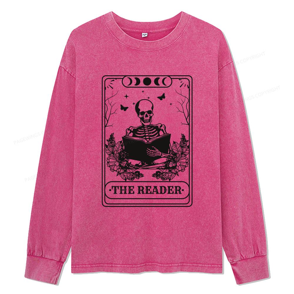 Pagewings The Reader Unisex Washed Long Sleeve T-shirt