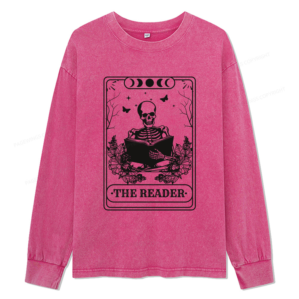 Pagewings The Reader Unisex Washed Long Sleeve T-shirt