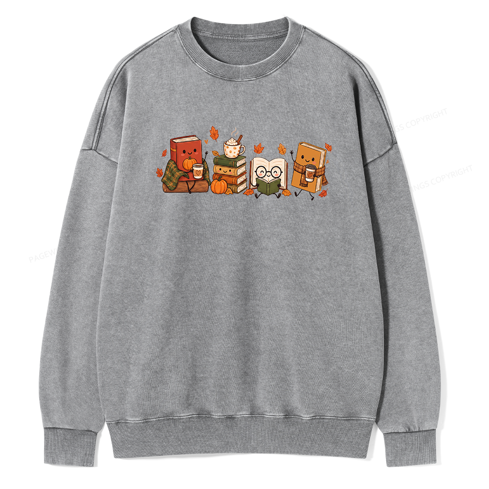 Pagewings Cozy Book Lover Unisex Washed Sweatshirt