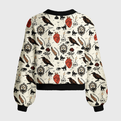 Pagewings Reading Crow Women's Cardigan Sweater