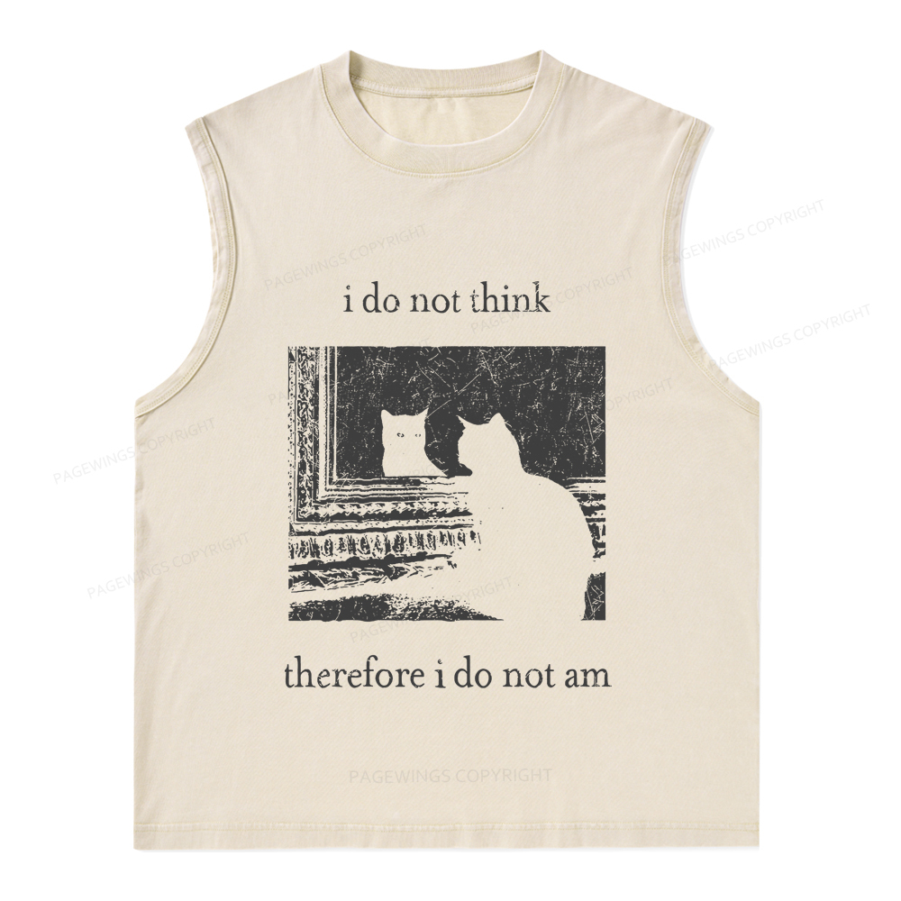 Pagewings I Do Not Think Therefore I Do Not Am Unisex Washed Tank Top