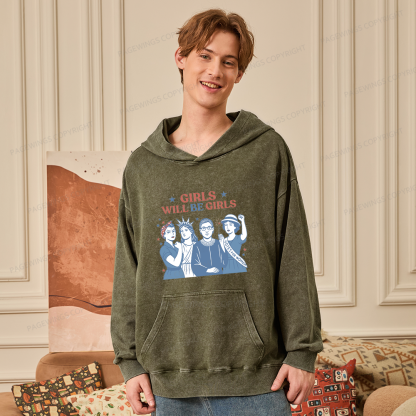 Pagewings Girls Will be Girls Unisex Washed Hoodie
