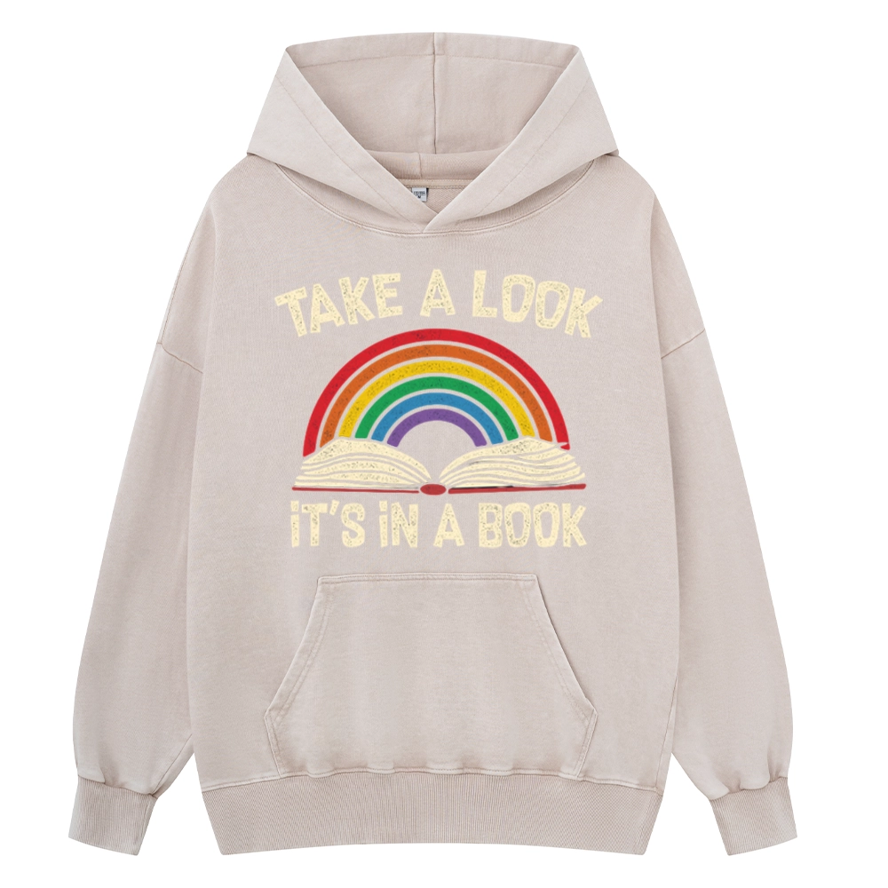 Pagewings Take A Look It's In A Book Unisex Washed Hoodie