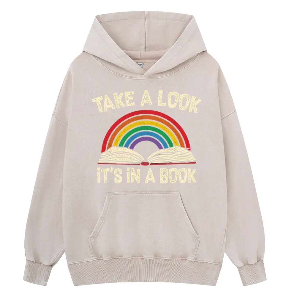 Pagewings Take A Look It's In A Book Unisex Washed Hoodie