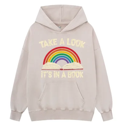 Pagewings Take A Look It's In A Book Unisex Washed Hoodie