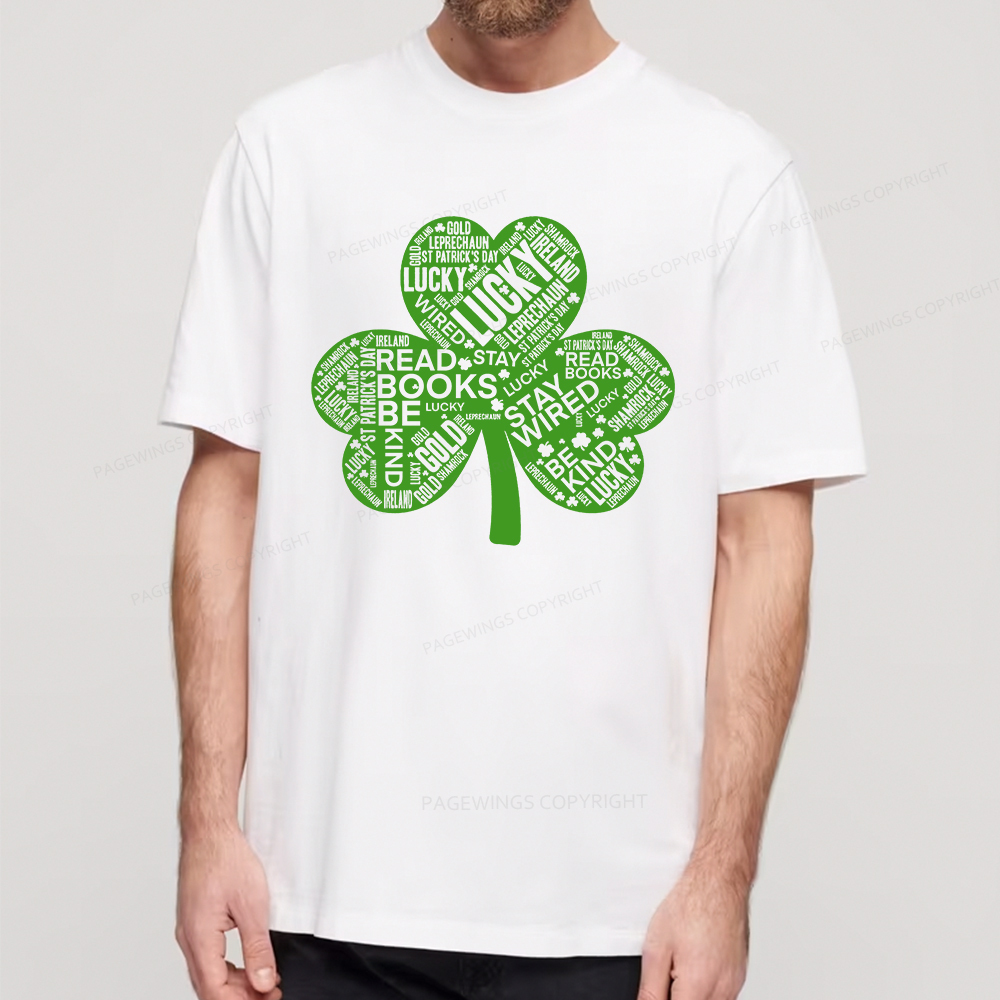 Pagewings St Patricks Day Shirt Lucky Reading Shirt Unisex Classic T-shirt