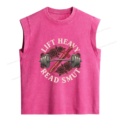 Pagewings Lift Heavy Read Smut Women's Washed Tank Top