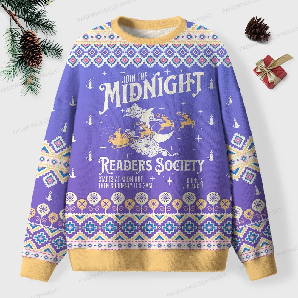 Pagewings Join The Midnight Readers Society Unisex Ugly Knit Sweatshirt