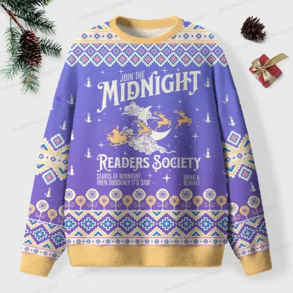 Pagewings Join The Midnight Readers Society Unisex Ugly Knit Sweatshirt
