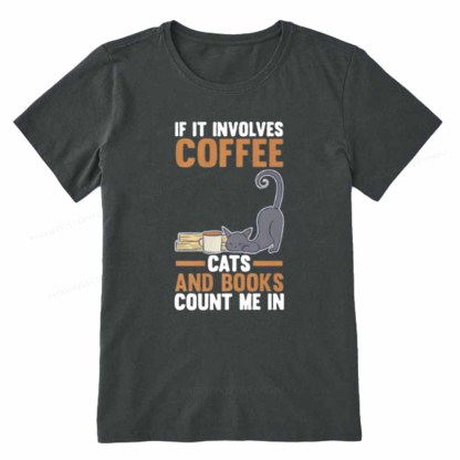 Pagewings Cats Reading Books Coffee Unisex Classic T-shirt