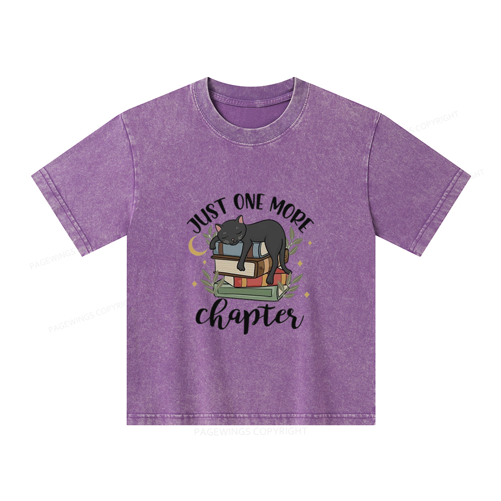Pagewings Just One More Chapter Adorable Cat Unisex Kids Washed T-shirt