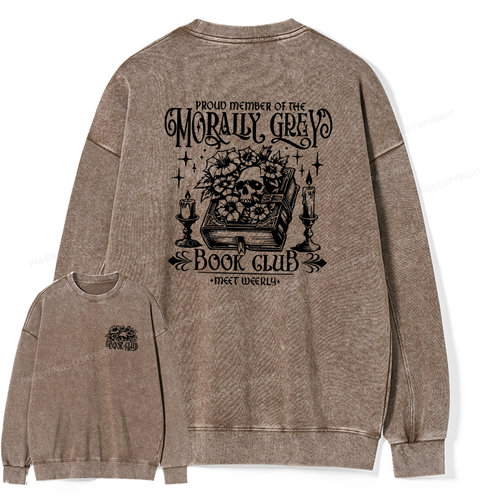 Pagewings Morally Grey Book Club Unisex Washed Sweatshirt