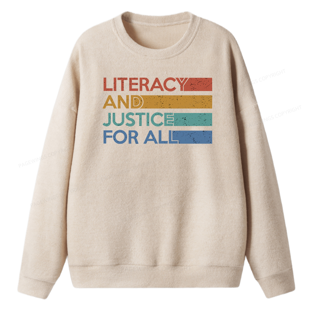 Pagewings Literacy and Justice For All Unisex Knit Sweatshirt