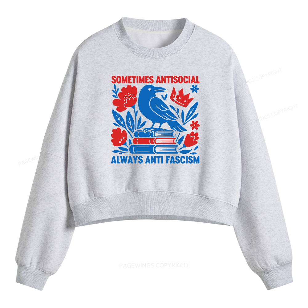 Pagewings Anti Fascism Fleece Crop Sweatshirt