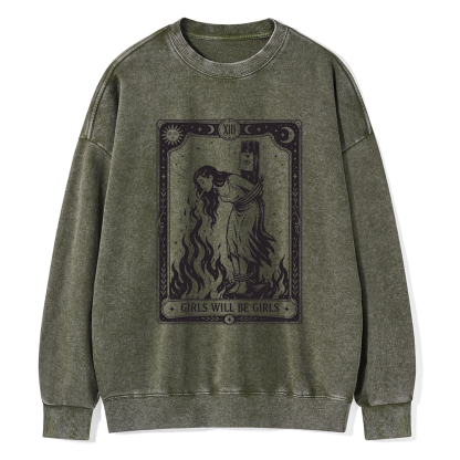 Pagewings Girls Will Be Girls Unisex Washed Sweatshirt