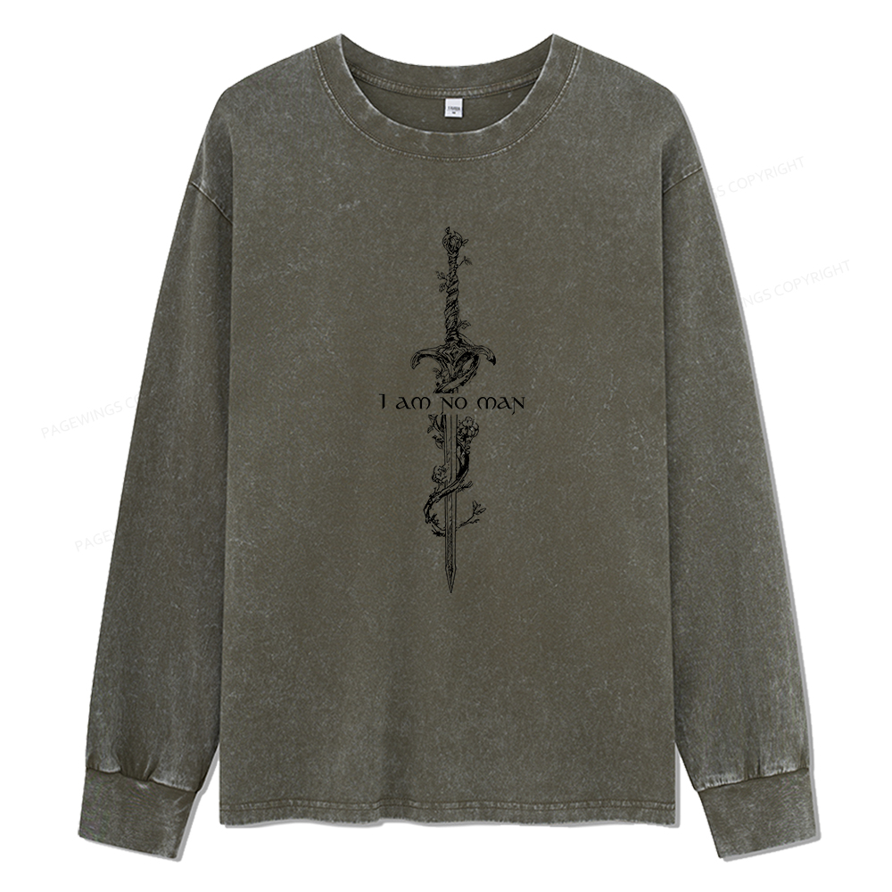 Pagewings I Am No Man Unisex Washed Long Sleeve T-shirt