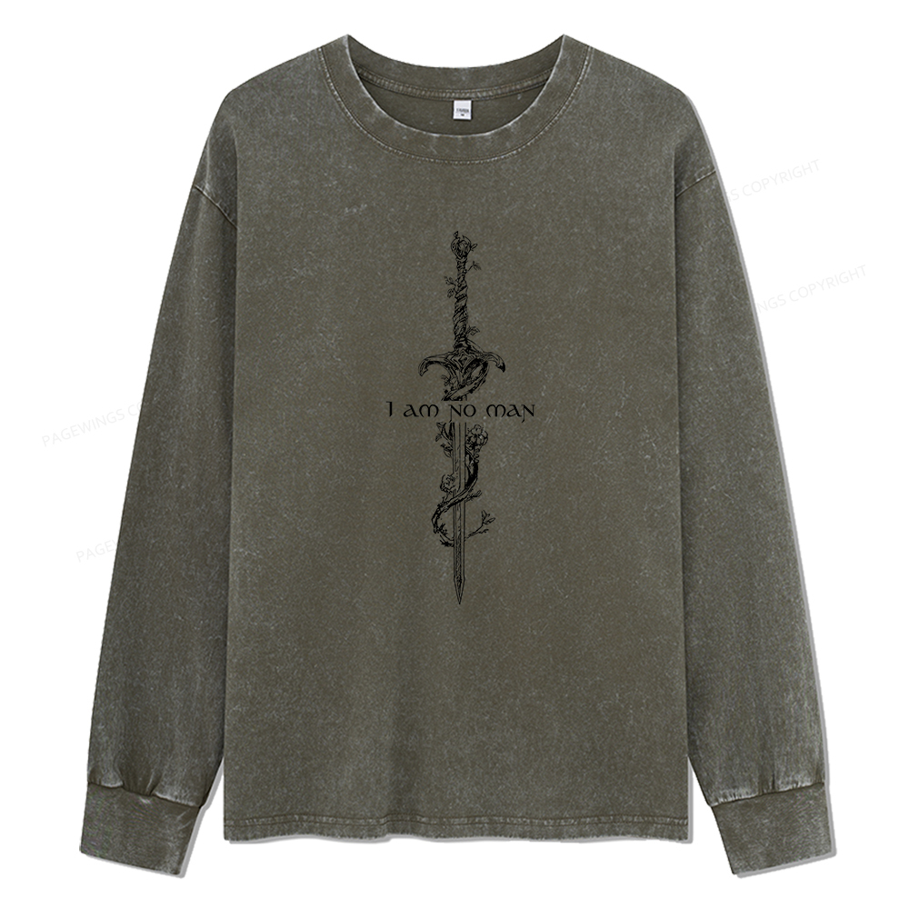 Pagewings I Am No Man Unisex Washed Long Sleeve T-shirt
