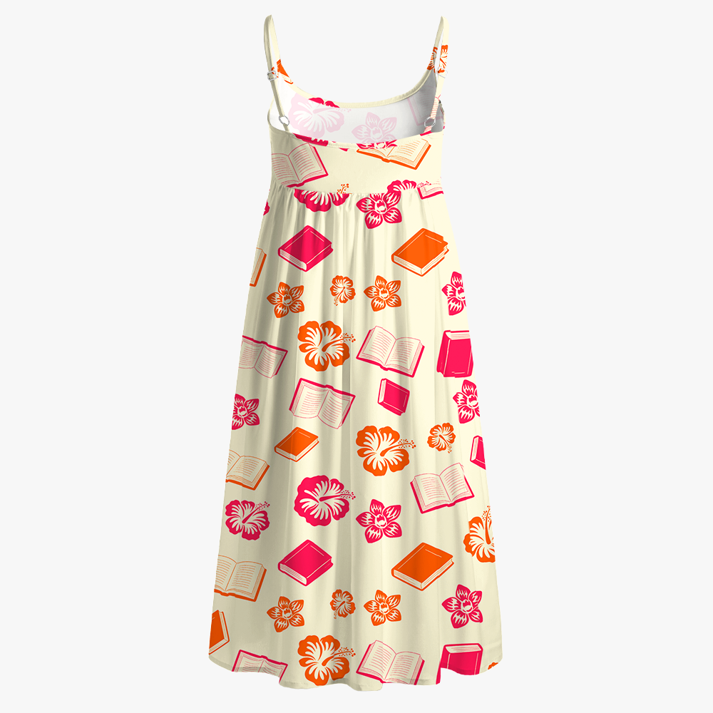 Pagewings Bookish Summer Printed Spaghetti Strap Midi Sundress