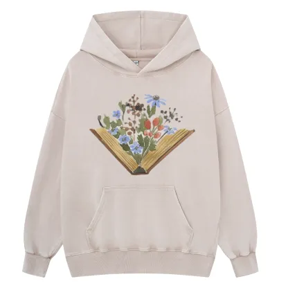 Pagewings Wildflowers Book Unisex Washed Hoodie