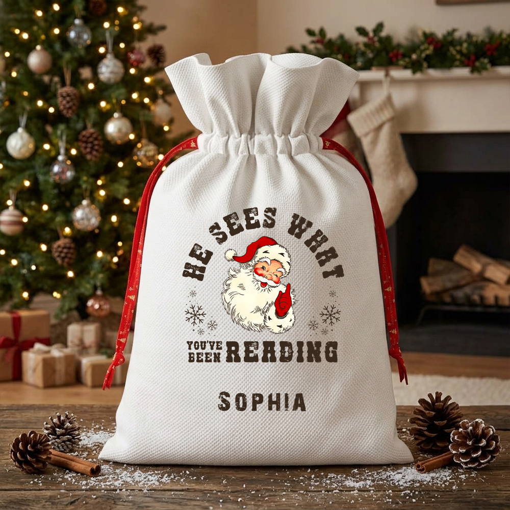 Pagewings Personalized What You've Been Reading Christmas Santa Sack