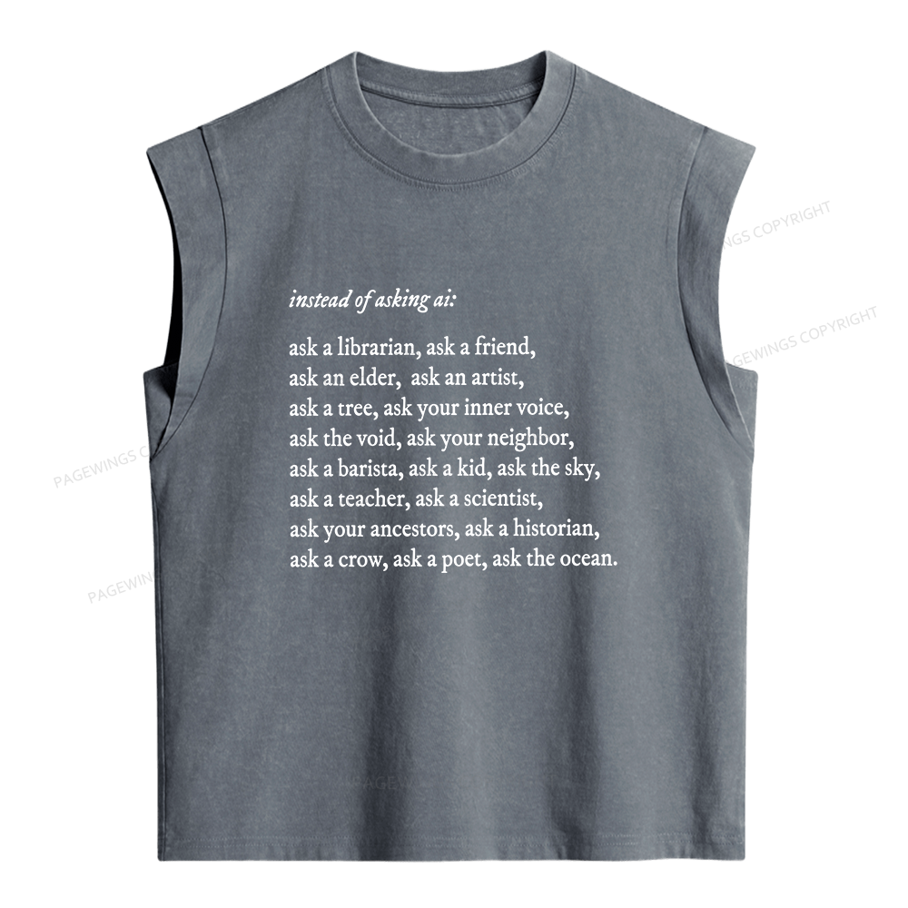 Pagewings Ask A Librarian Women's Washed Tank Top
