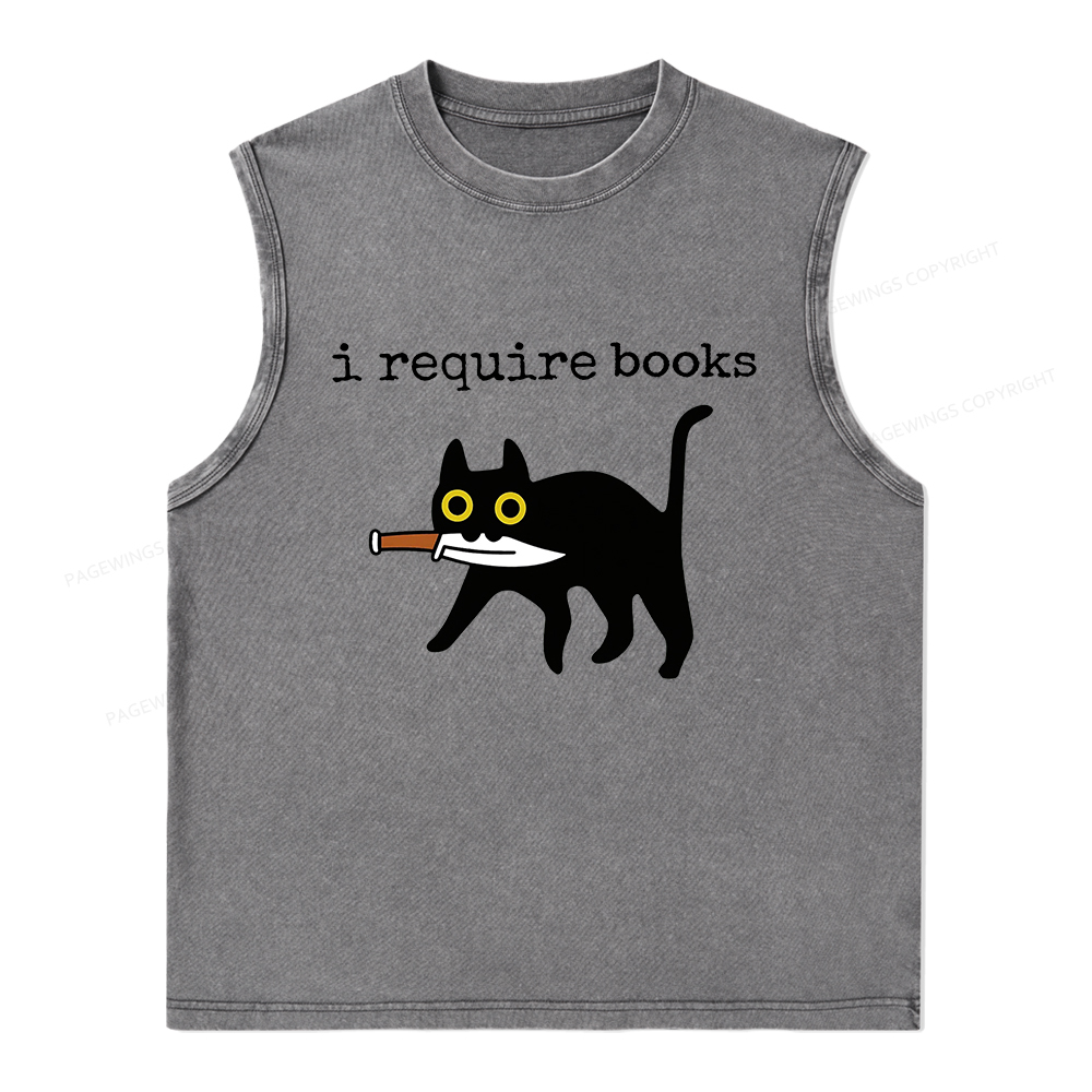 Pagewings I Require Books Unisex Washed Tank Top