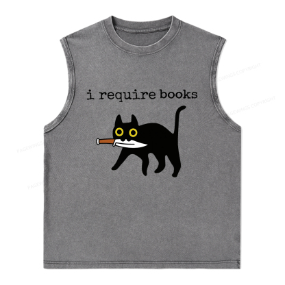 Pagewings I Require Books Unisex Washed Tank Top