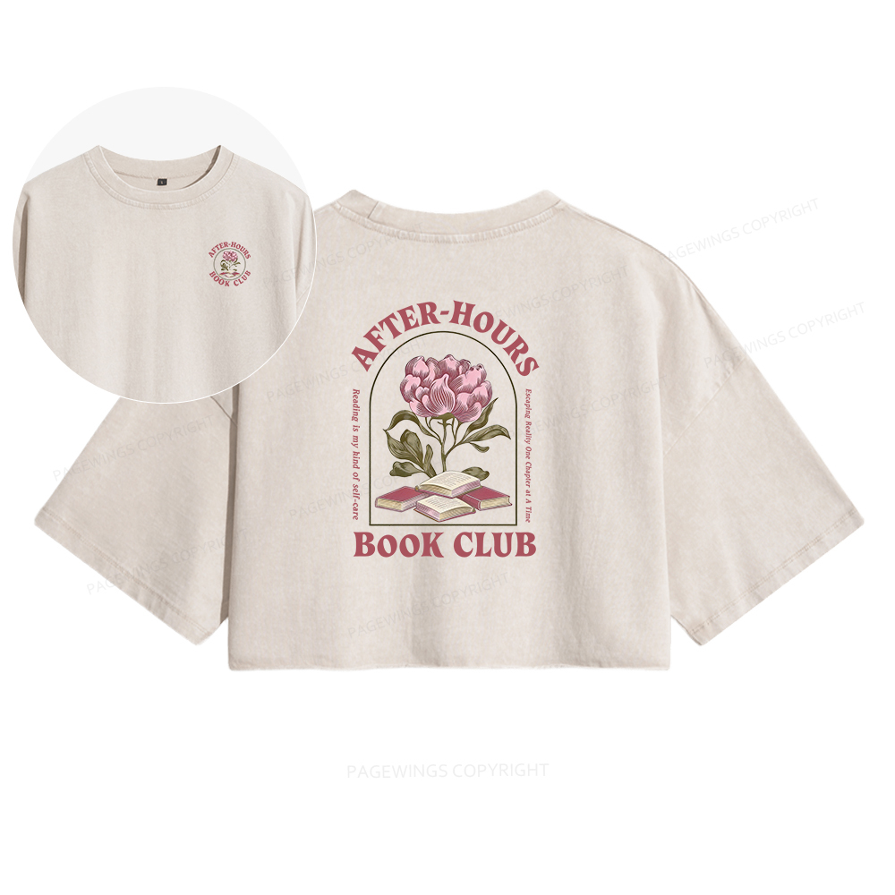 Pagewings After‑Hours Book Club Women's Washed Cropped T-shirt