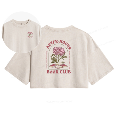 Pagewings After‑Hours Book Club Women's Washed Cropped T-shirt