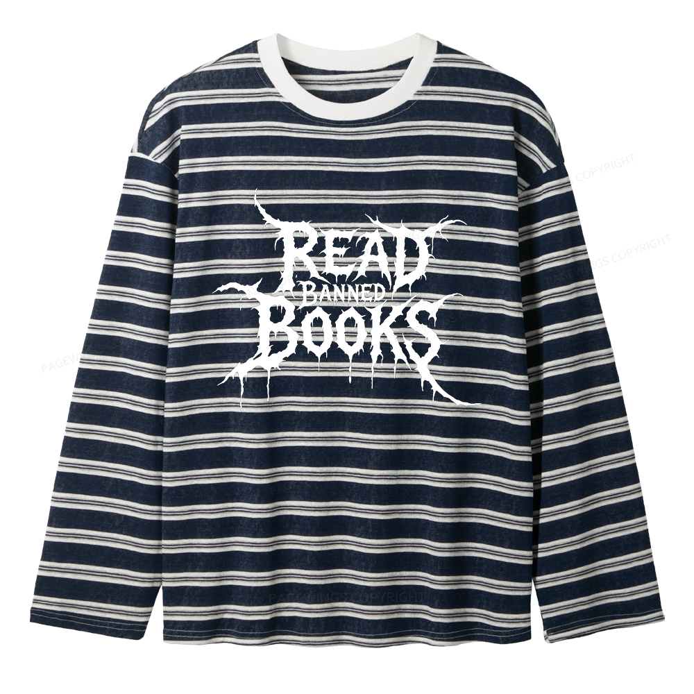 Pagewings Read Banned Books Unisex Striped Long Sleeve T-Shirt