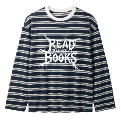Pagewings Read Banned Books Unisex Striped Long Sleeve T-Shirt