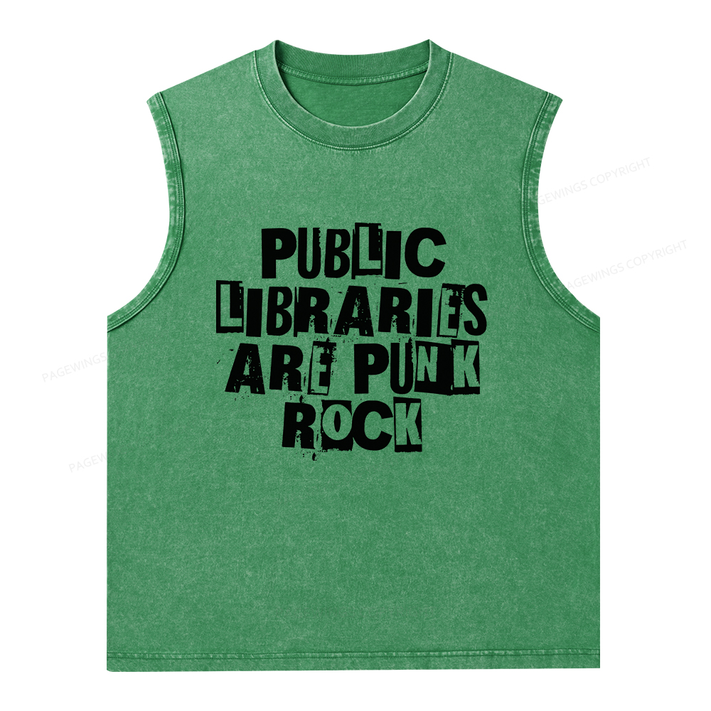 Pagewings Public Libraries Are Punk Rock Unisex Washed Tank Top