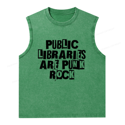 Pagewings Public Libraries Are Punk Rock Unisex Washed Tank Top