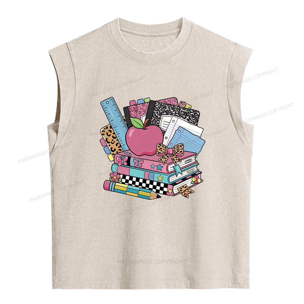 Pagewings Back To School Teacher Women's Washed Tank Top