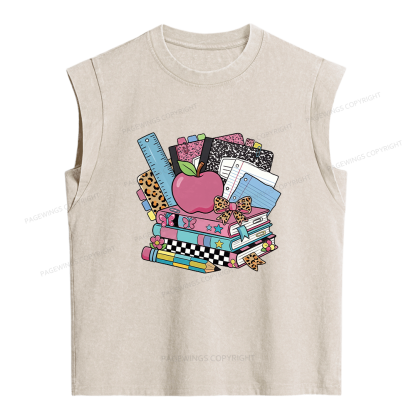 Pagewings Back To School Teacher Women's Washed Tank Top