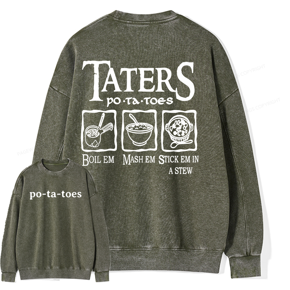Pagewings Middle Earth Potato Unisex Washed Sweatshirt