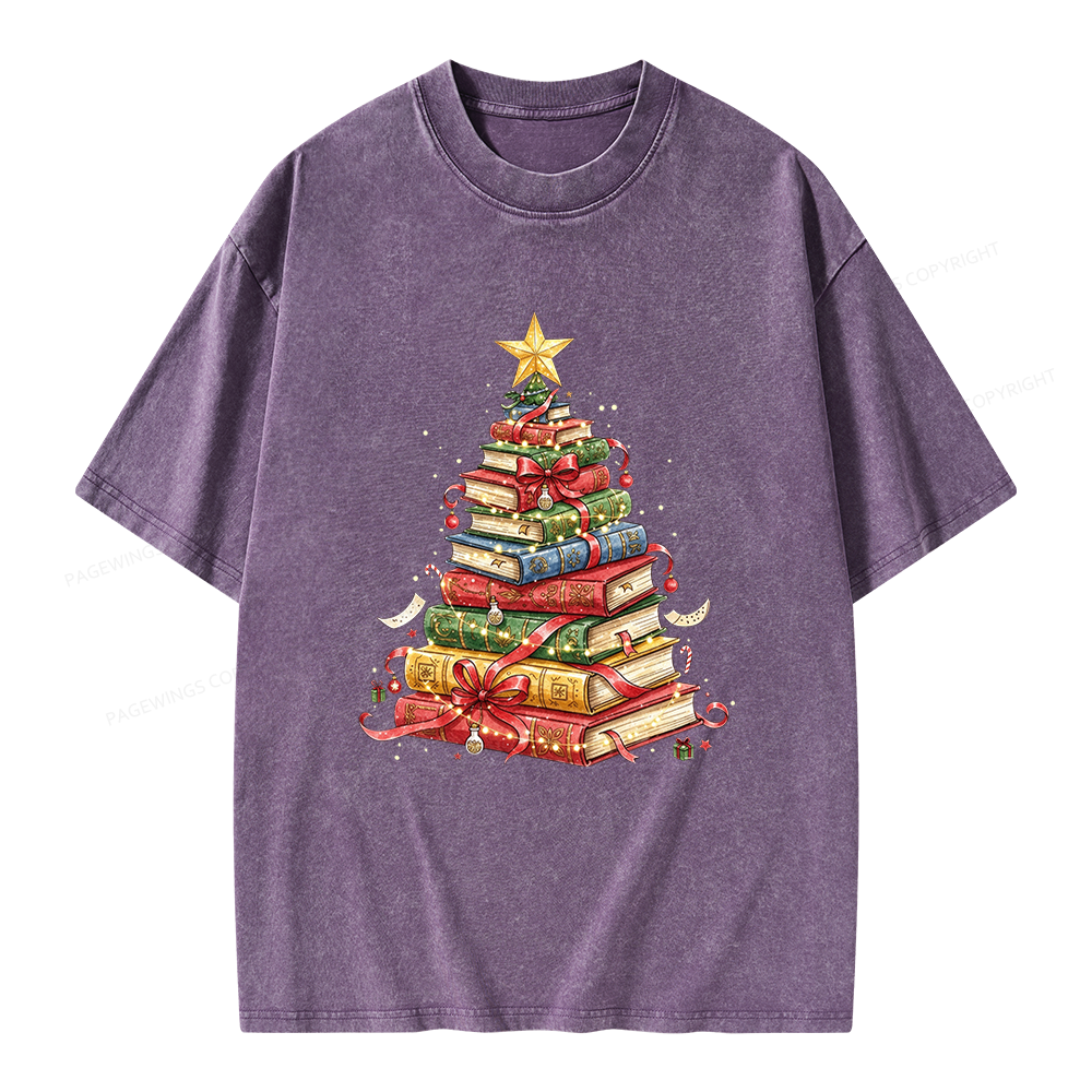 Pagewings Christmas Tree Unisex Washed T-shirt